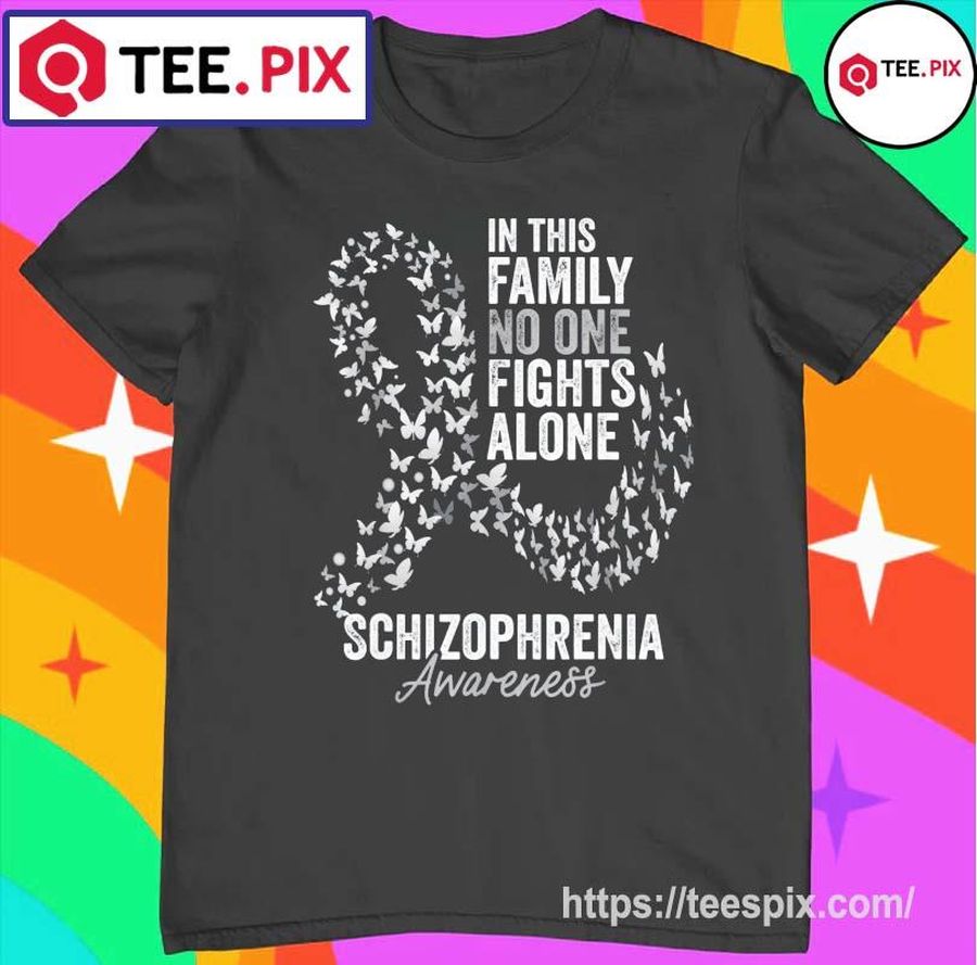 Schizophrenia Awareness Month Butterflies Silver Ribbon Shirt