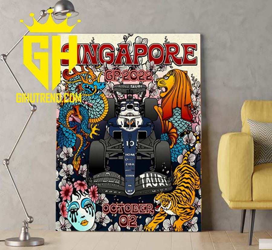 Scuderia Alphatauri Singapore GP 2022 Poster Canvas