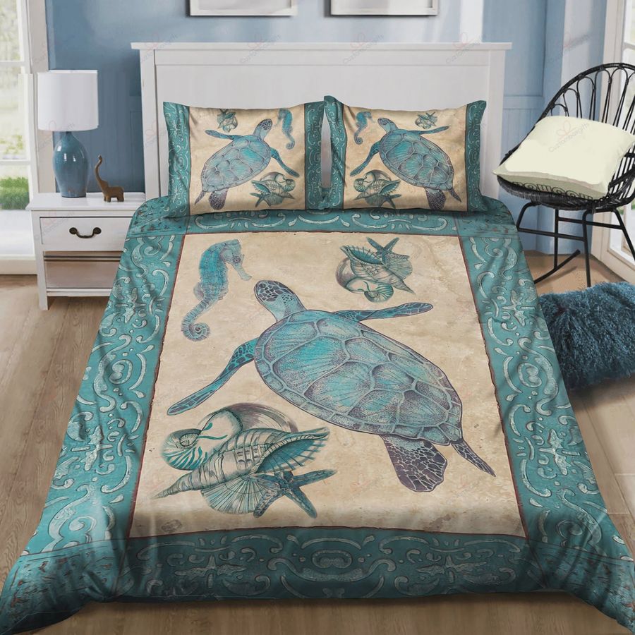 Sea Animal Turtle Cotton Bed Sheets Spread Comforter Duvet Cover Bedding Sets