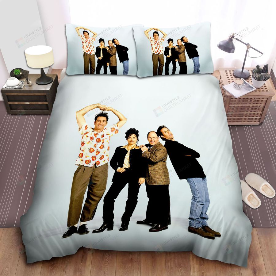 Seinfeld Main Characters Posing With Original Logo Bed Sheets Spread Comforter Duvet Cover Bedding Sets