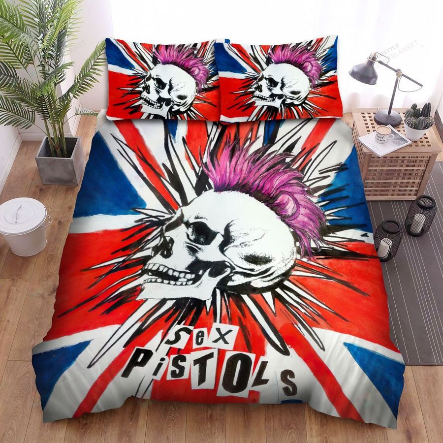 Sex Pistols Skull & Uk Flag Bed Sheets Spread Comforter Duvet Cover Bedding Sets