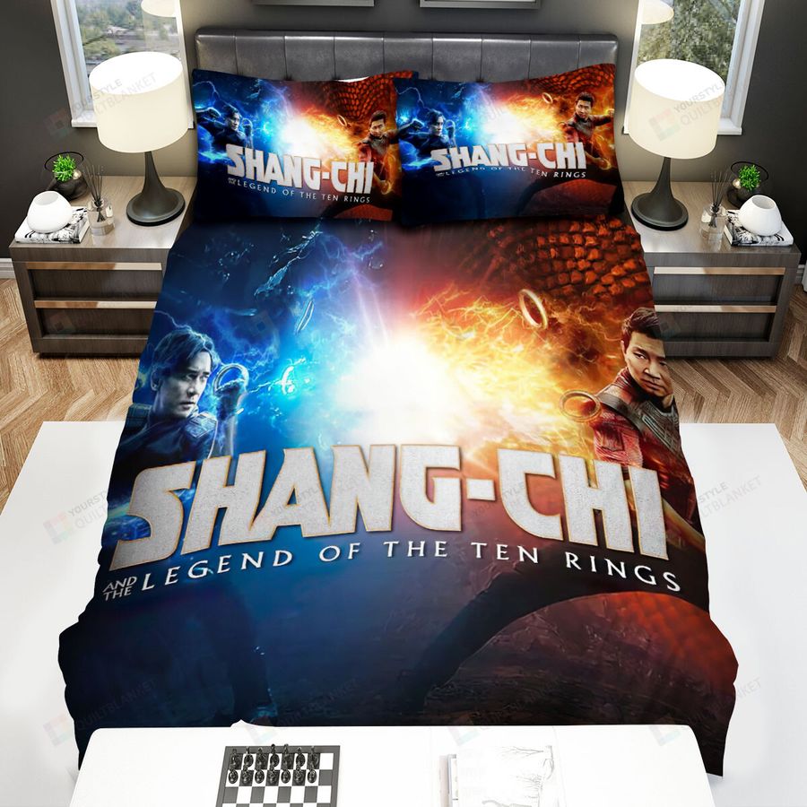Shang-Chi And The Legend Of The Ten Rings (2021) Movie Red Blue Cover Bed Sheets Spread Comforter Duvet Cover Bedding Sets