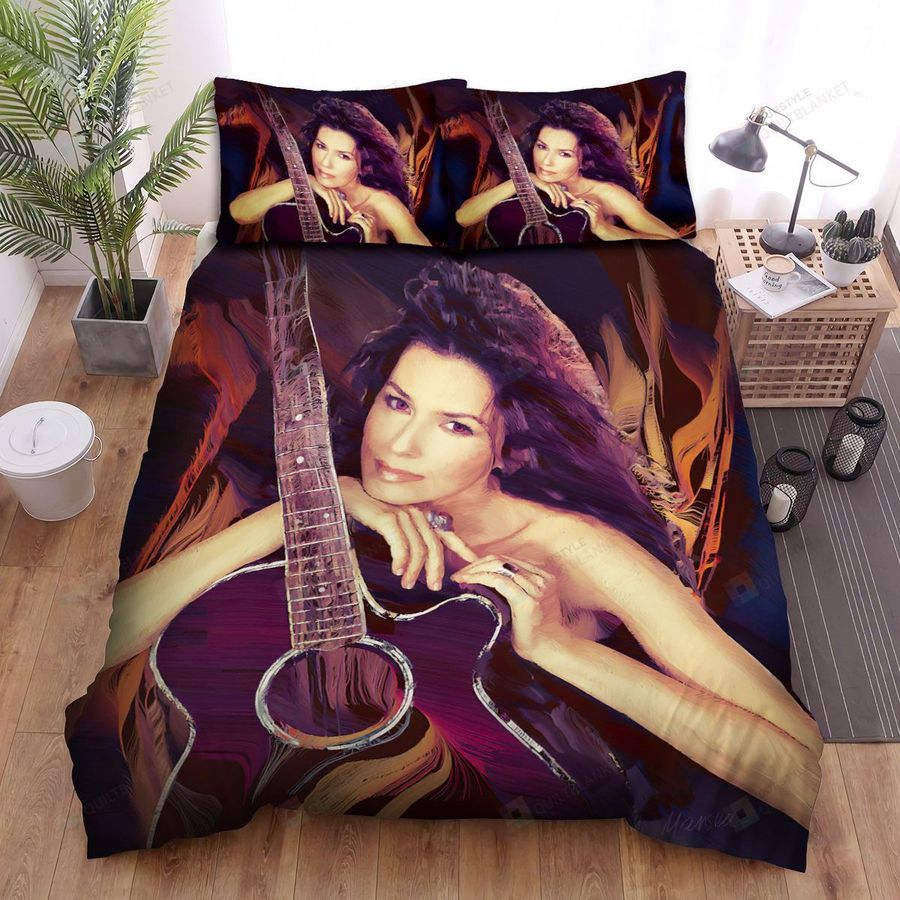 Shania Twain With The Guitar Art Bed Sheets Spread Comforter Duvet Cover Bedding Sets