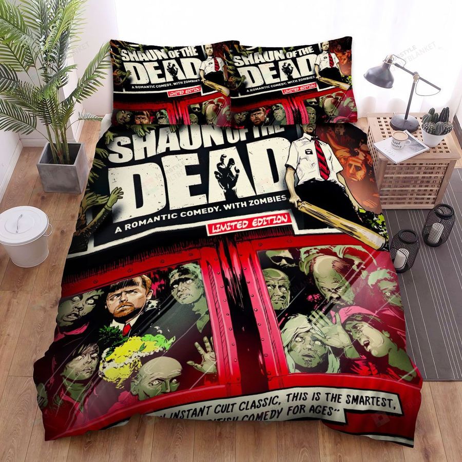 Shaun Of The Dead A Romantic Comedy With Zombies Limited Edition Movie Poster Bed Sheets Spread Comforter Duvet Cover Bedding Sets