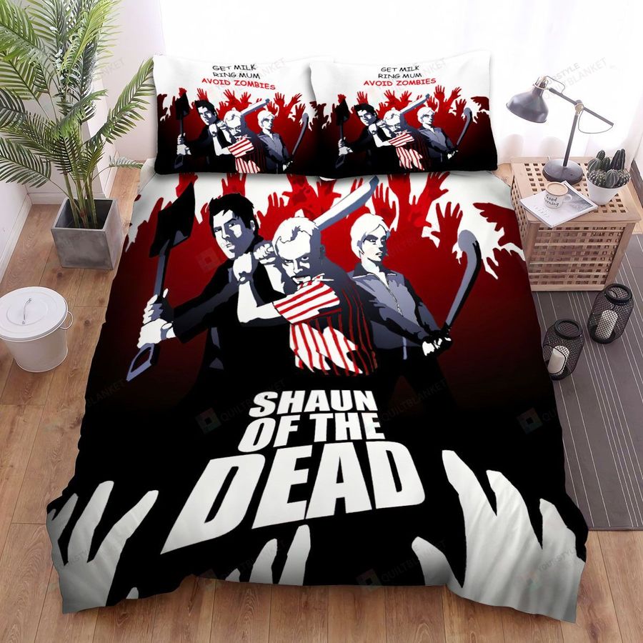 Shaun Of The Dead Get Milk Ring Mum Avoid Zombies Movie Poster Bed Sheets Spread Comforter Duvet Cover Bedding Sets