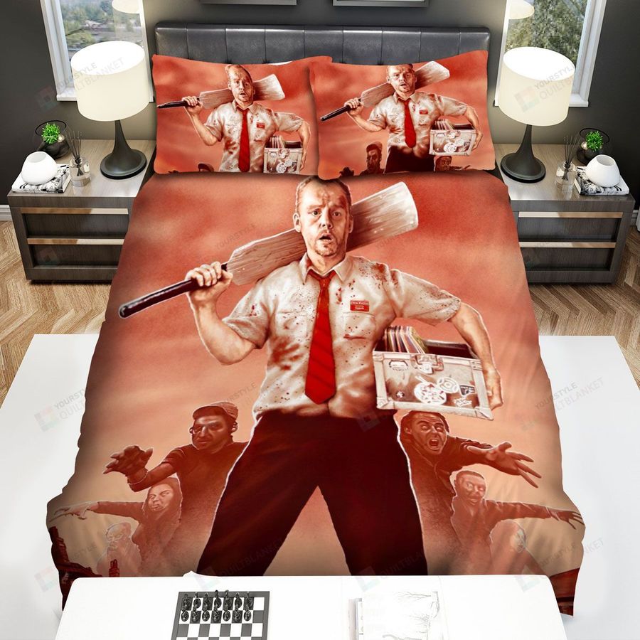 Shaun Of The Dead The Men With Many Dead Surrounding Movie Poster Bed Sheets Spread Comforter Duvet Cover Bedding Sets