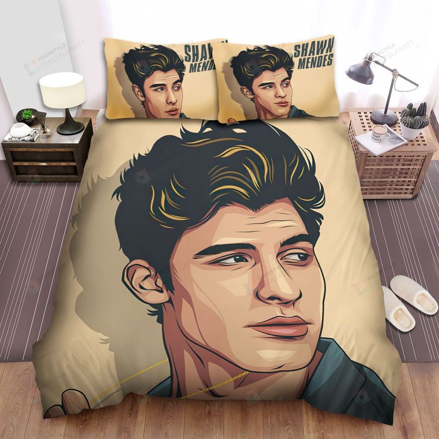 Shawn Mendes And Golden Necklace Bed Sheets Spread Duvet Cover Bedding Sets