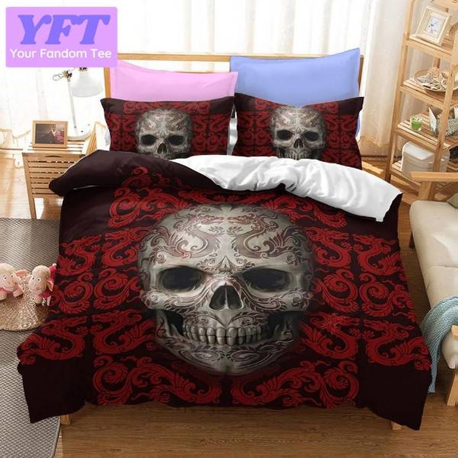 Skull Red Victorian 3D Bedding Set