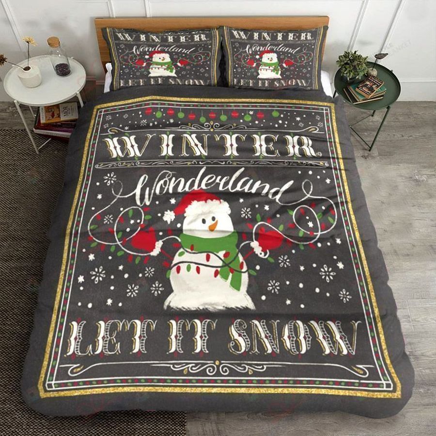 Snowman Christmas Winter Wonderland Let It Snow Bed Sheets Spread Comforter Duvet Cover Bedding Sets
