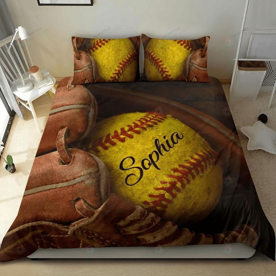 Softball Lovers Custom Personalized Name Duvet Cover Bedding Sets Gifts