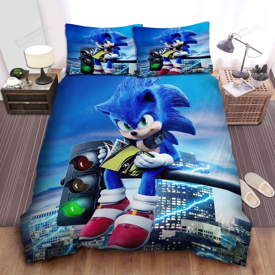 Sonic Sitting On The Traffic Lights Bed Sheets Spread Comforter Duvet Cover Bedding Sets