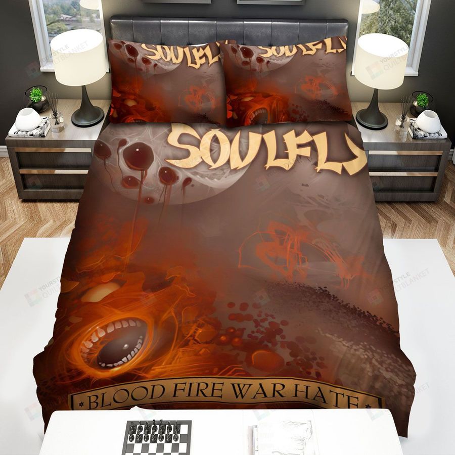 Soulfly Band Album Blood Fire War Hate Digital Tour Ep Bed Sheets Spread Comforter Duvet Cover Bedding Sets