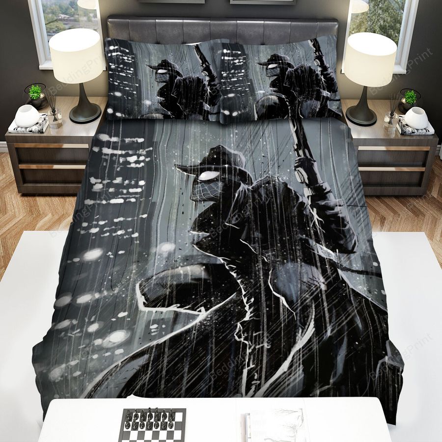 Spider-Man Noir Raining Bed Sheets Spread Comforter Duvet Cover Bedding Sets