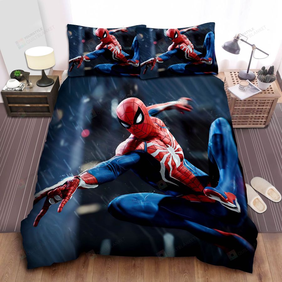Spider Man Shooting Web In Advanced Suit Bed Sheets Spread Comforter Duvet Cover Bedding Sets