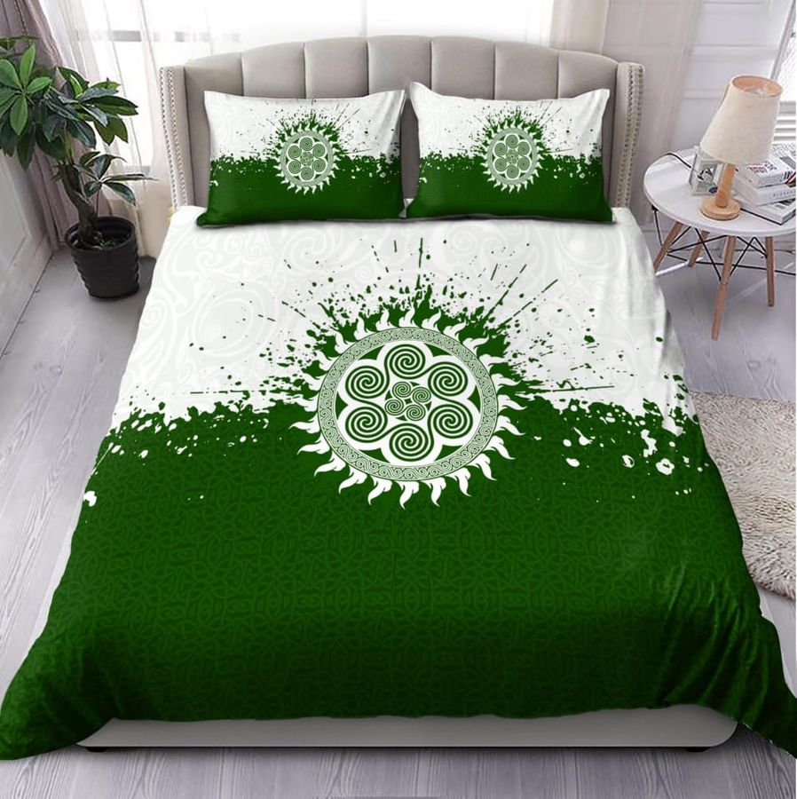 Spiral Celtic Sun Green Bedding Set Duvet Cover Set