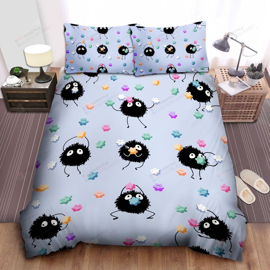 Spirited Away Cute Soot Sprites Pattern Bed Sheets Spread Comforter Duvet Cover Bedding Sets