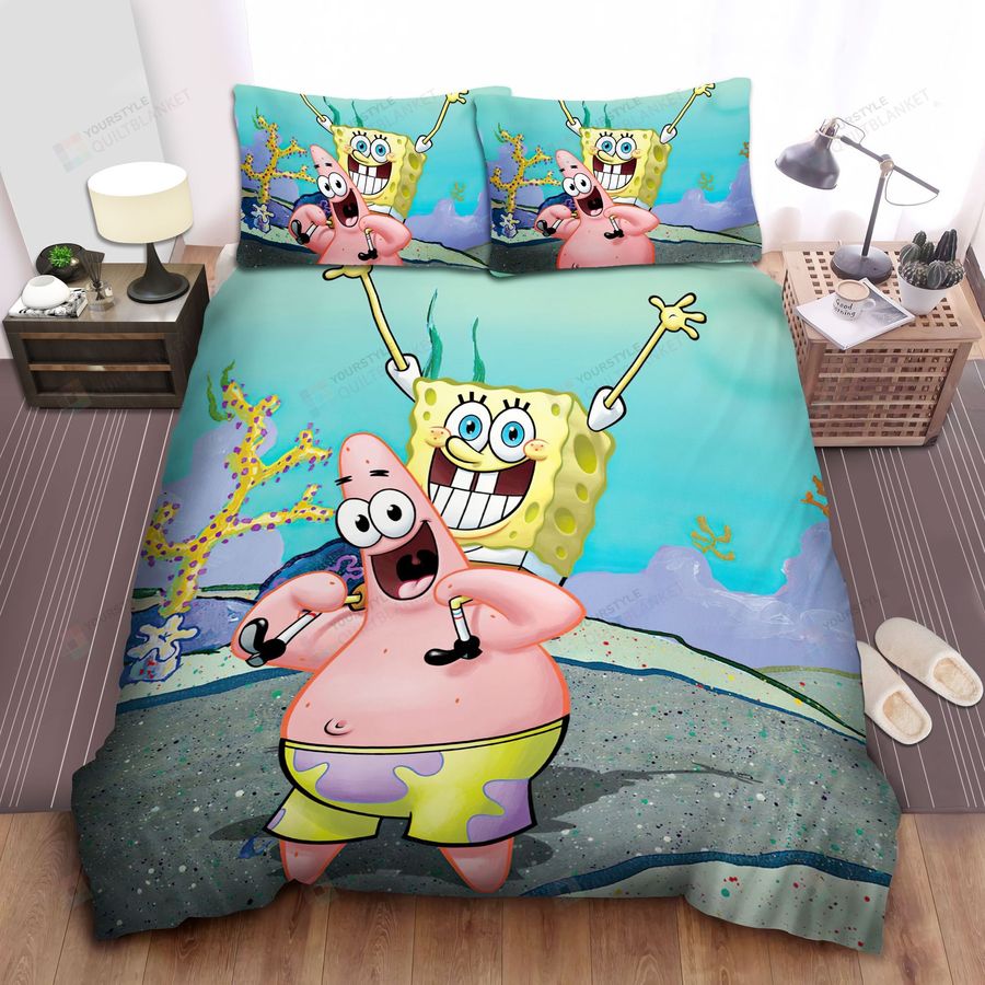Spongebob Squarepants, Sitting On His Shoulders Bed Sheets Spread Comforter Duvet Cover Bedding Sets