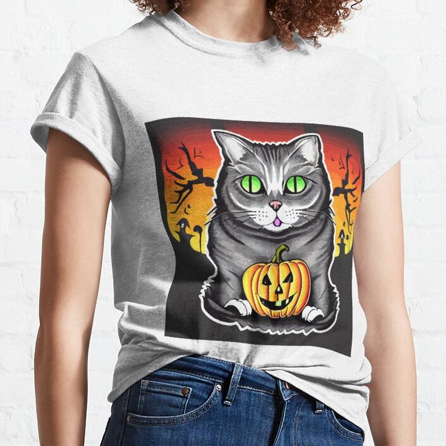 Spooky Halloween Cat Classic T-Shirt
