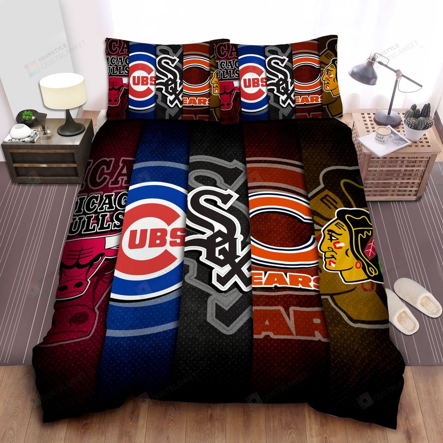 Sports Illinois Sport Teams Bed Sheet Spread Duvet Cover Bedding Sets