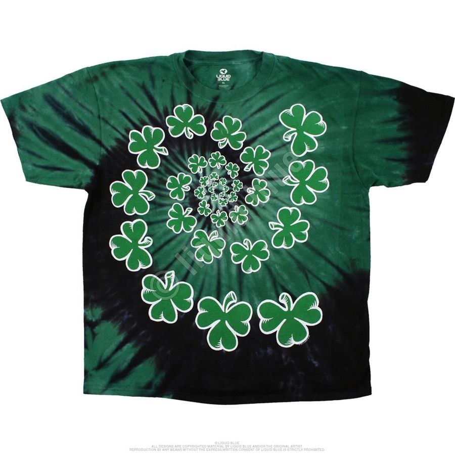 St. Patrick'S Day Shamrock Spiral Tie-Dye T-Shirt - Special Order