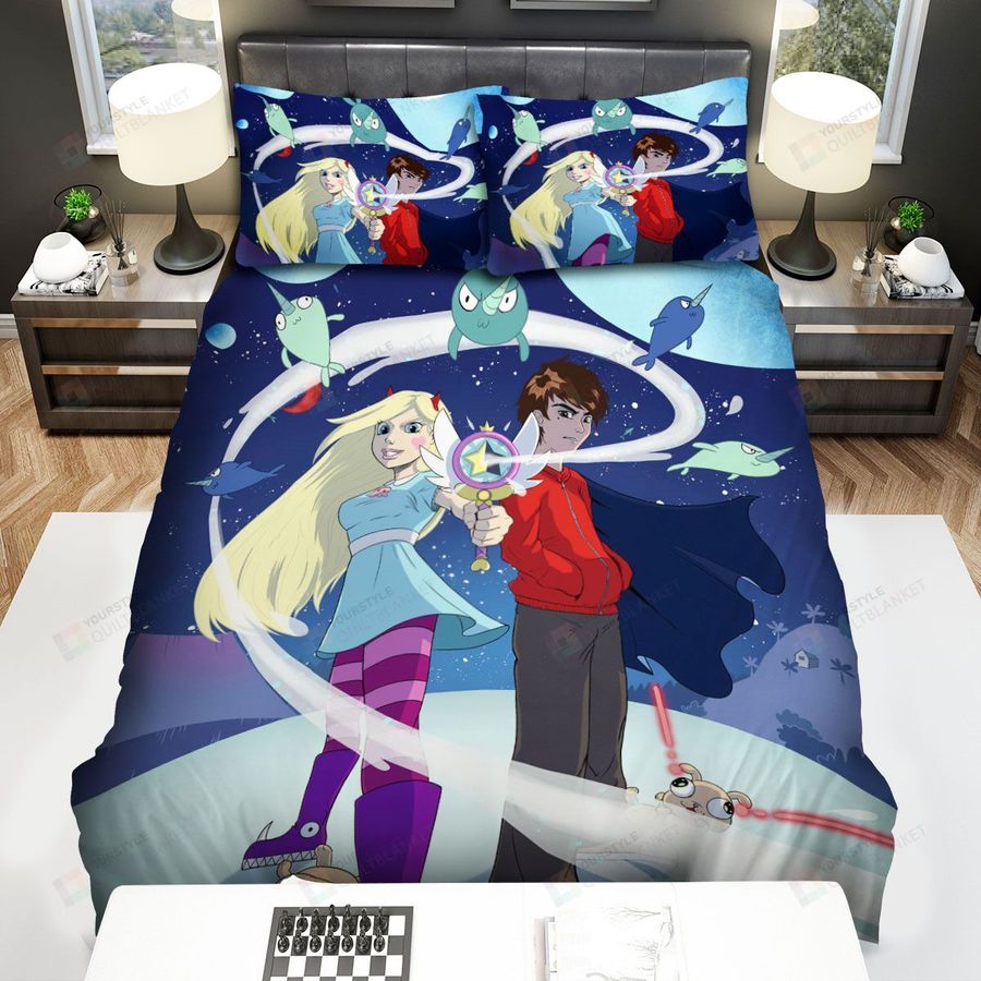 Star Vs. The Forces Of Evil Star And Macro Side By Side Bed Sheets Spread Duvet Cover Bedding Sets