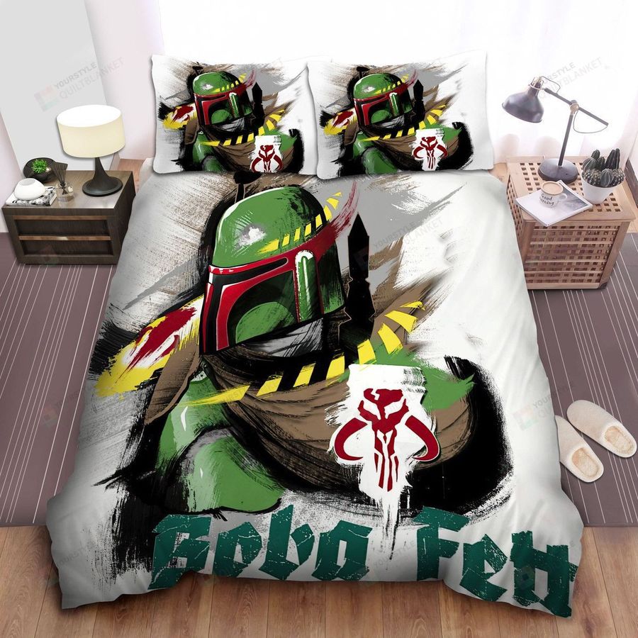 Star Wars Boba Fett The Man Hunter Crest Symbol Painting Bed Sheets Spread Comforter Duvet Cover Bedding Sets