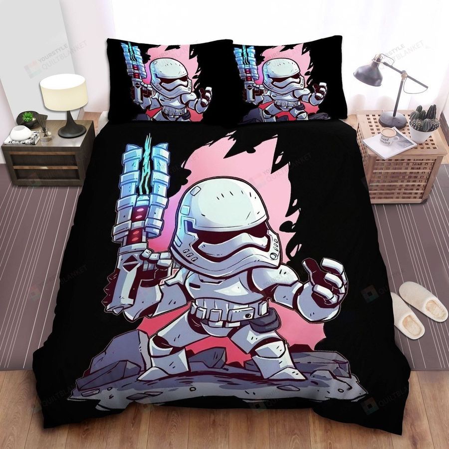 Star Wars Cute Chibi Stormtrooper Illustration Bed Sheets Spread Comforter Duvet Cover Bedding Sets