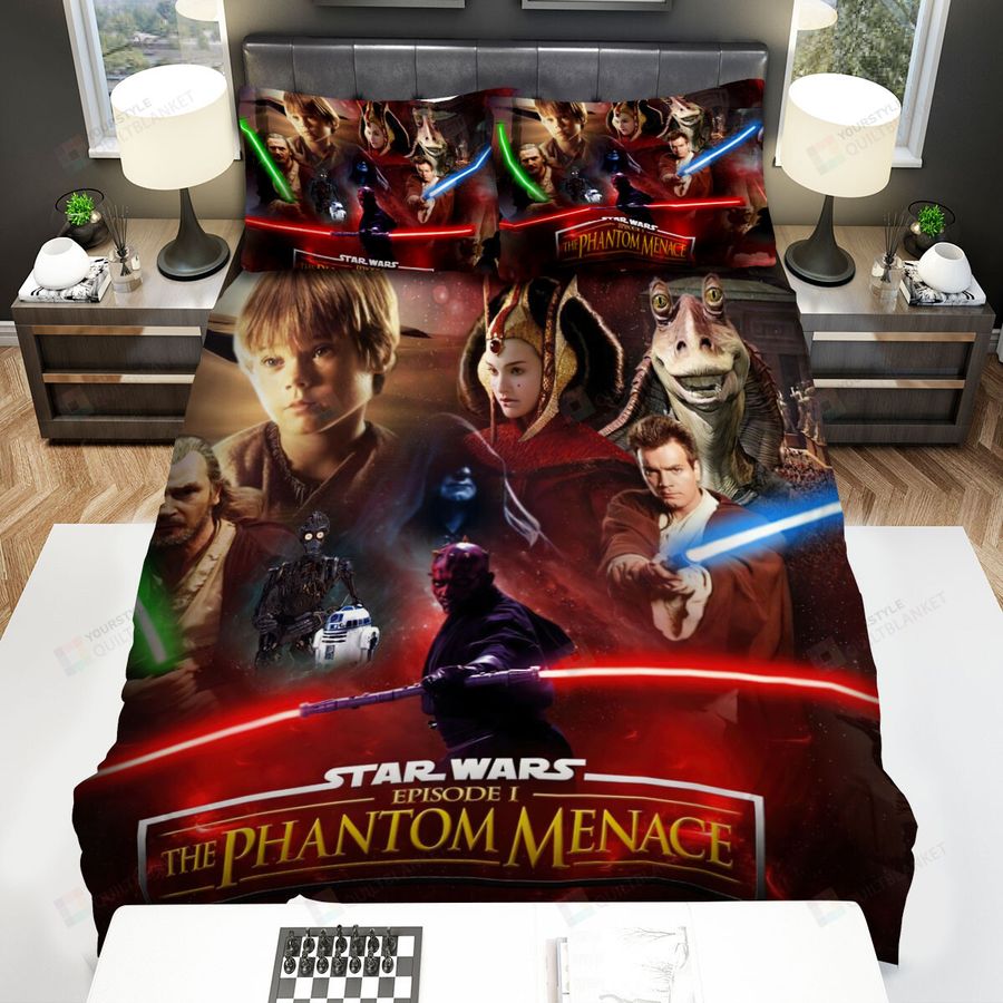 Star Wars Episode I - The Phantom Menace Multicolor Of Sword Main Actors Scene Movie Poster Bed Sheets Spread Comforter Duvet Cover Bedding Sets
