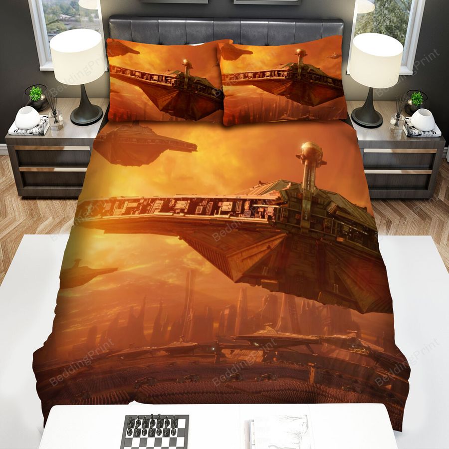 Star Wars Episode Ii - Attack Of The Clones (2002) Spaceship Movie Poster Bed Sheets Spread Comforter Duvet Cover Bedding Sets