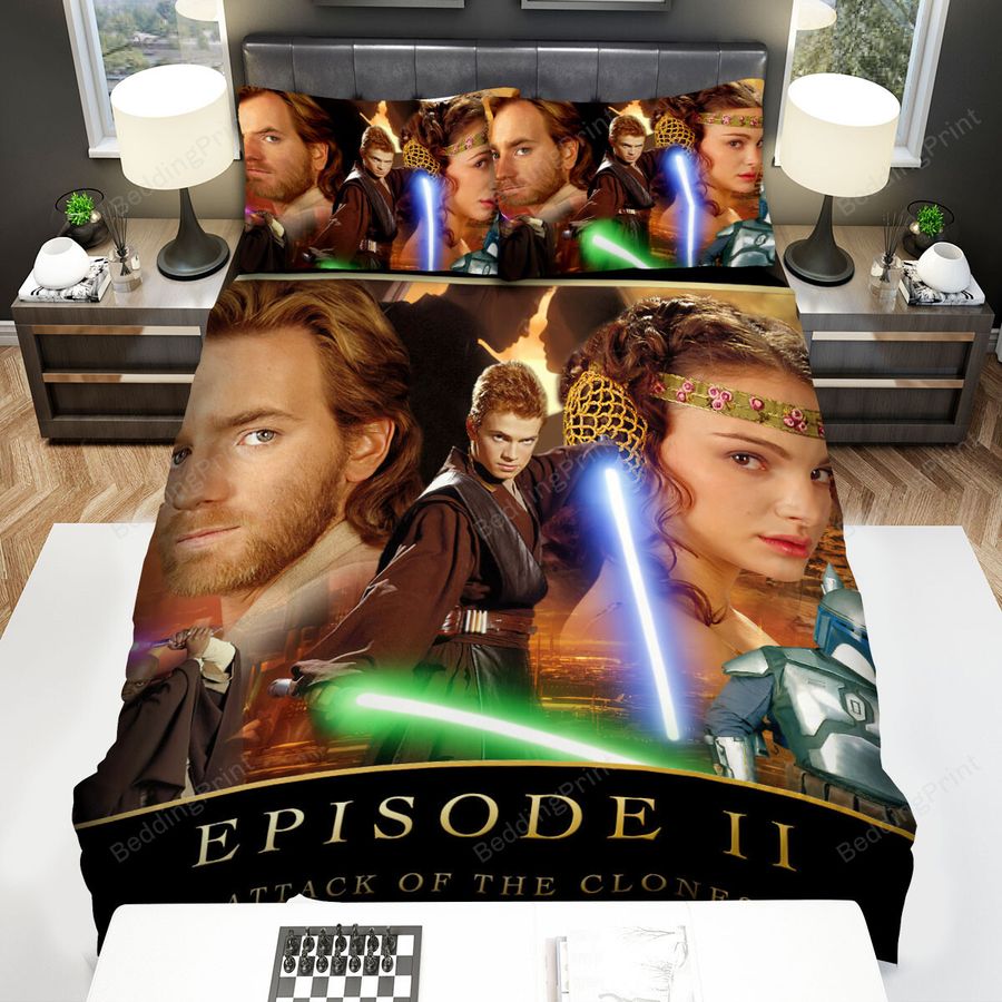 Star Wars Episode Ii - Attack Of The Clones (2002) Wallpaper Movie Poster Bed Sheets Spread Comforter Duvet Cover Bedding Sets