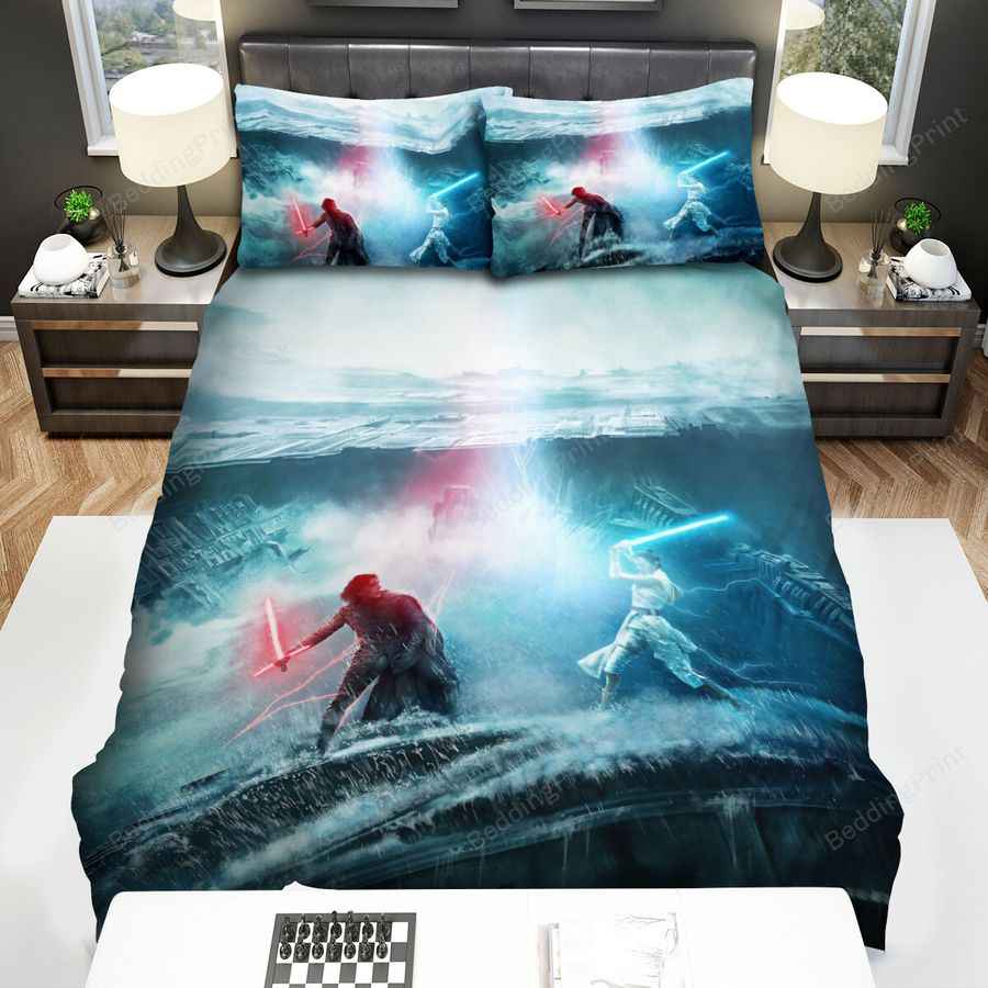 Star Wars Episode Ix - The Rise Of Skywalker Fight By Sword Under The Rain Movie Poster Bed Sheets Spread Comforter Duvet Cover Bedding Sets