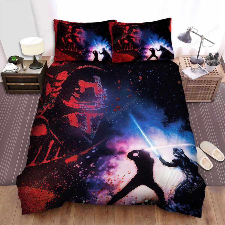Star Wars Episode Vi – Return Of The Jedi Two Main Actors Are Fighting With Light Sword Movie Scene Poster Bed Sheets Duvet Cover Bedding Sets