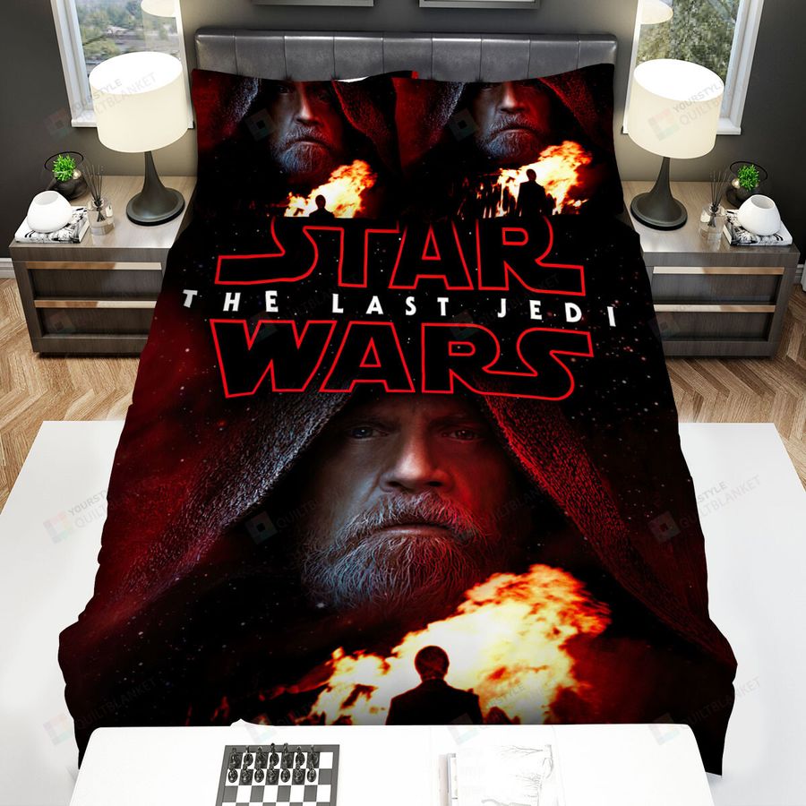 Star Wars Episode Viii - The Last Jedi Forest Fires With The Main Actors Background Movie Poster Bed Sheets Spread Comforter Duvet Cover Bedding Sets