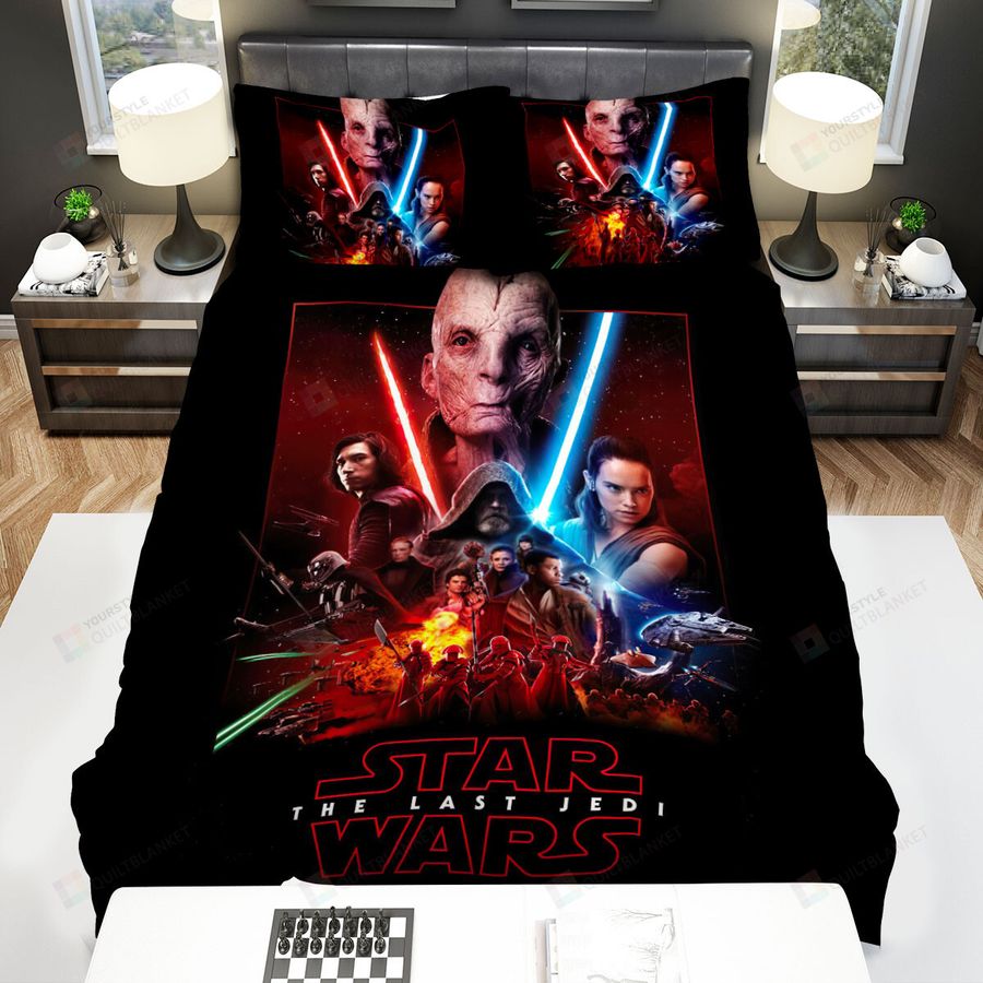 Star Wars Episode Viii - The Last Jedi Scene Movie With Demon Background Movie Poster Bed Sheets Spread Comforter Duvet Cover Bedding Sets