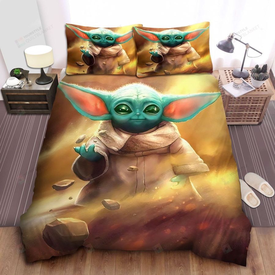 Star Wars Grugu Using The Force Illustration Bed Sheets Spread Comforter Duvet Cover Bedding Sets