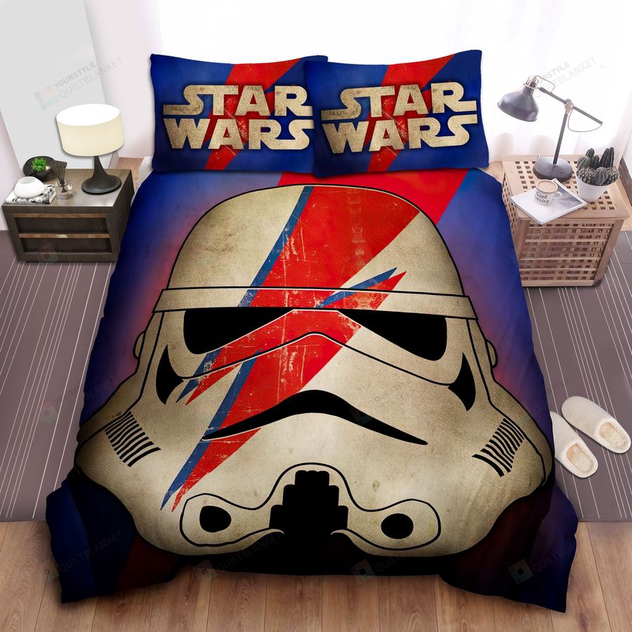 Star Wars Masked Stormtroopers With Ziggy Stardust Logo Bed Sheets Spread Comforter Duvet Cover Bedding Sets