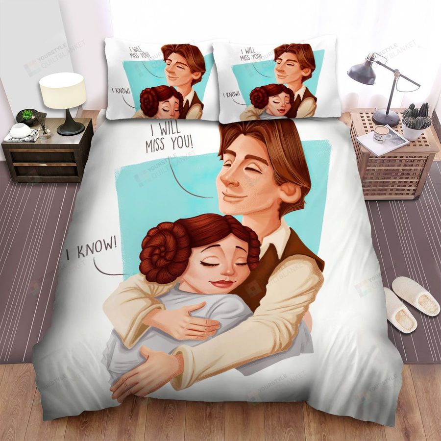 Star Wars Princess Leia & Han Solo Hugging Illustration Bed Sheets Spread Duvet Cover Bedding Sets
