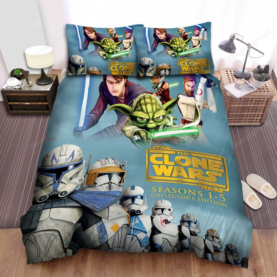 Star Wars The Clone Wars (2008–2020) White Robots Bed Sheets Duvet Cover Bedding Sets