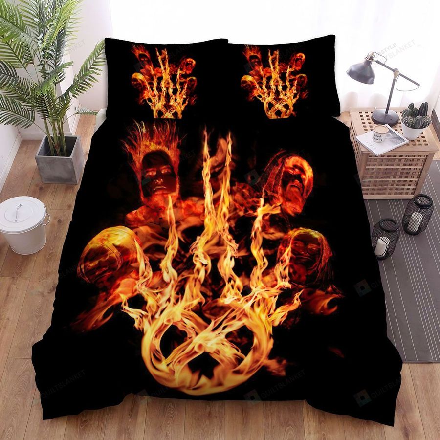 Static-X Logo Fire With Four Heads Bed Sheets Spread Comforter Duvet Cover Bedding Sets