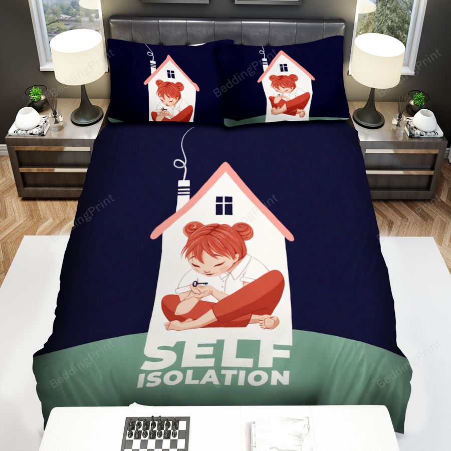 Stay At Home Self Isolation Poster Bed Sheets Spread Duvet Cover Bedding Sets