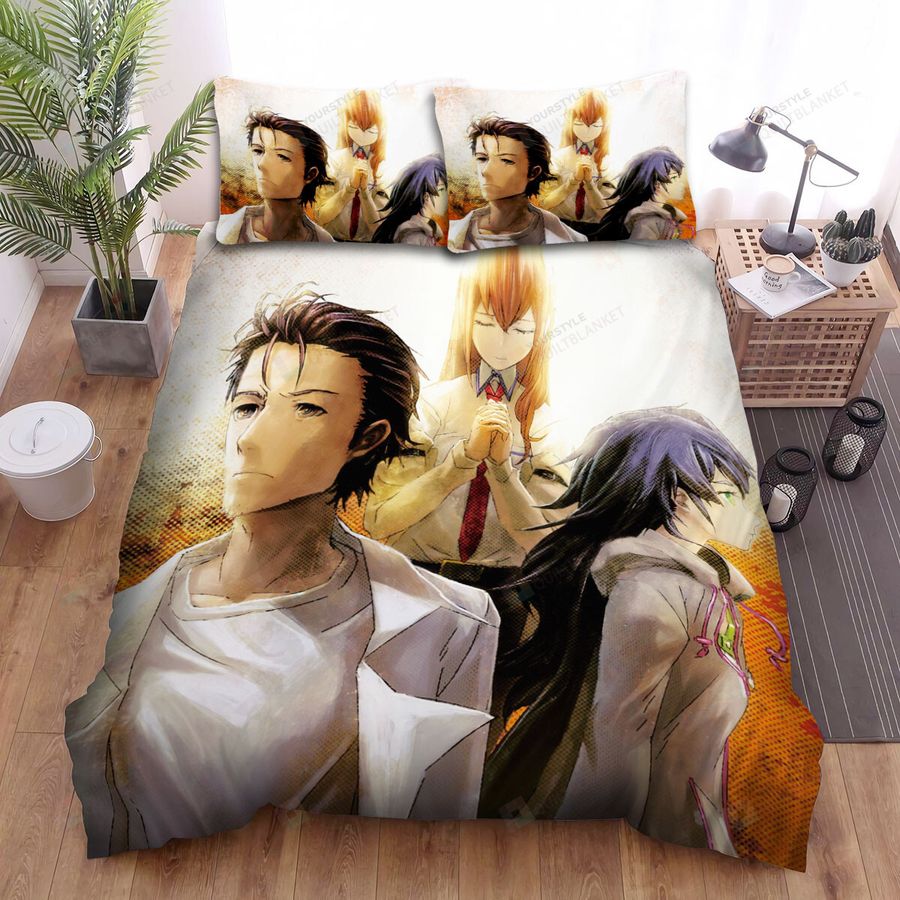 SteinsGate Rintaro With Kurisu And Mayuri Bed Sheets Spread Comforter Duvet Cover Bedding Sets