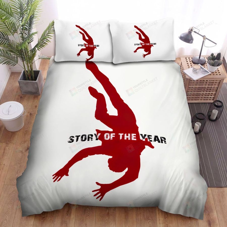 Story Of The Year Red And White Bed Sheets Spread Comforter Duvet Cover Bedding Sets