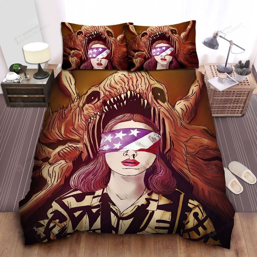 Stranger Things Eleven & The Demogorgon In Manga Drawing Style Bed Sheets Spread Comforter Duvet Cover Bedding Sets