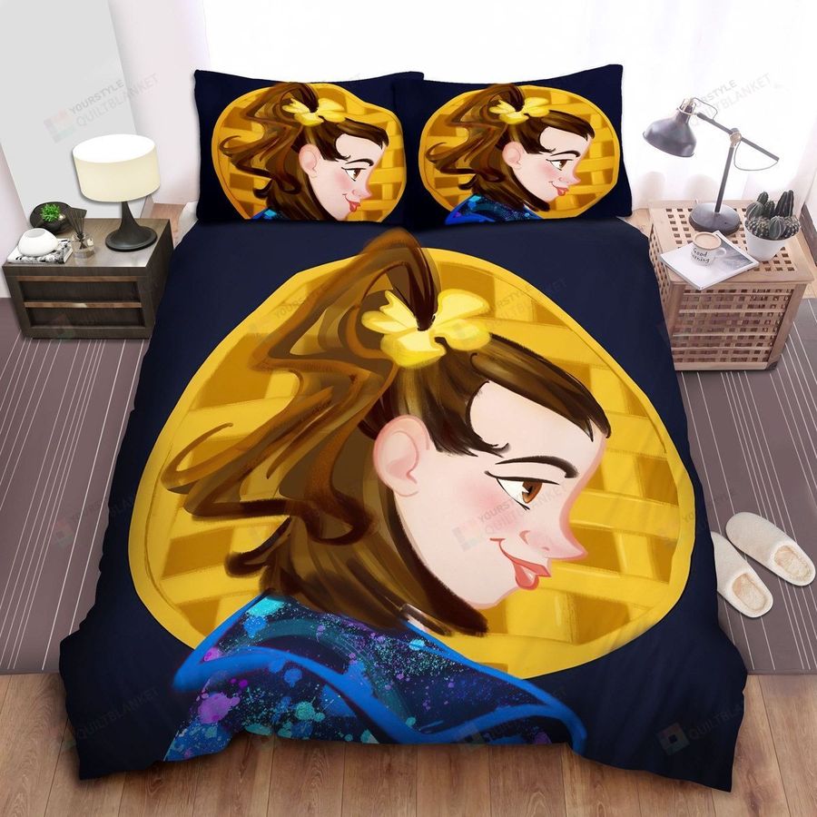 Stranger Things Eleven Portrait Painting On Eggo Waffle Background Bed Sheets Spread Comforter Duvet Cover Bedding Sets