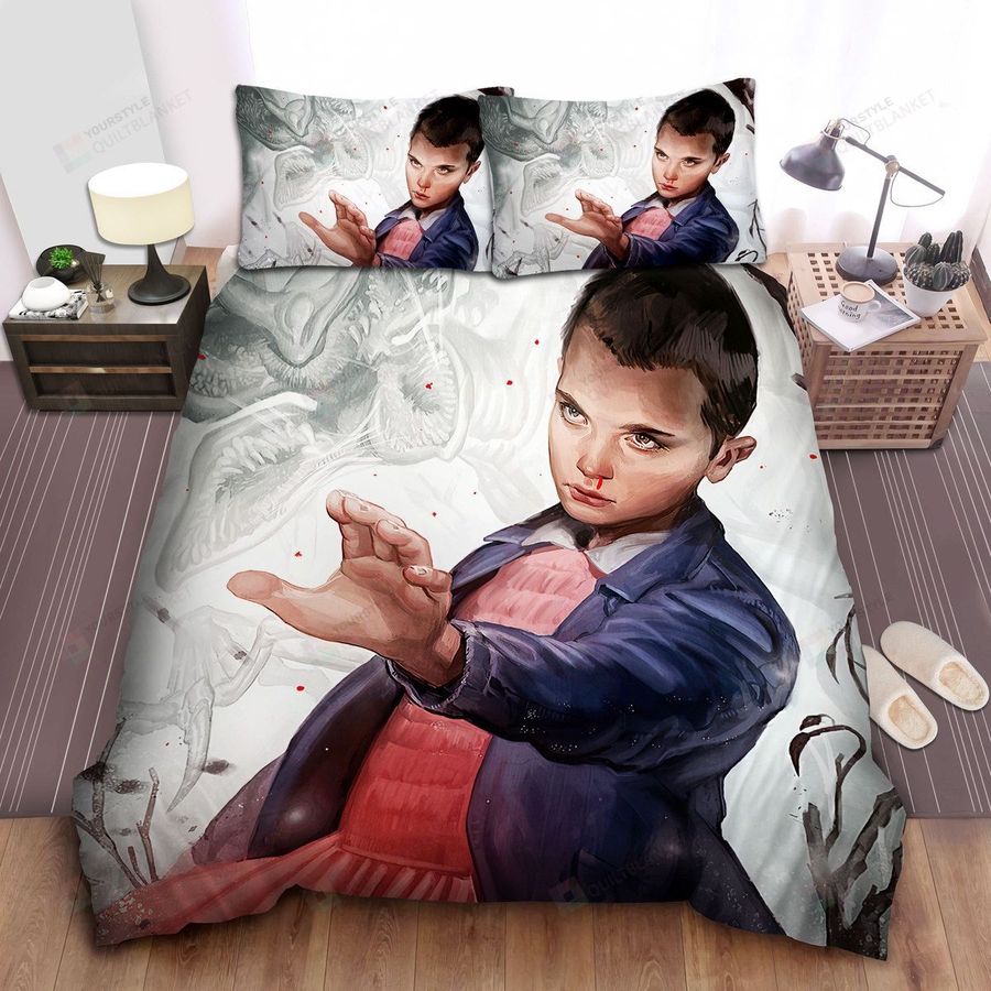 Stranger Things Nosebleed Eleven Vs The Monster Painting Bed Sheets Spread Comforter Duvet Cover Bedding Sets