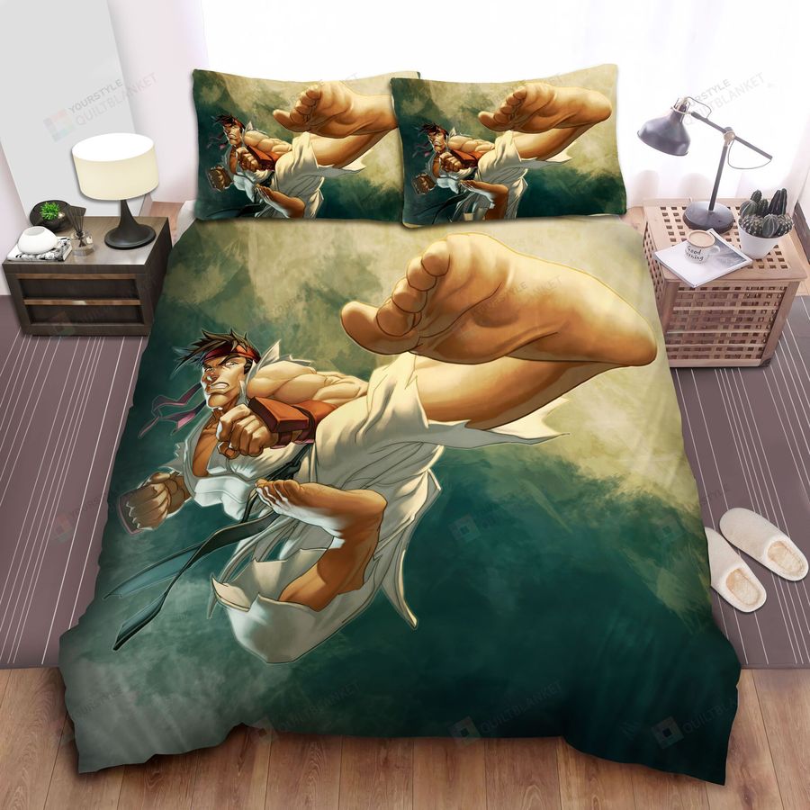 Street Fighter Ryu Kicking Bed Sheets Spread Comforter Duvet Cover Bedding Sets