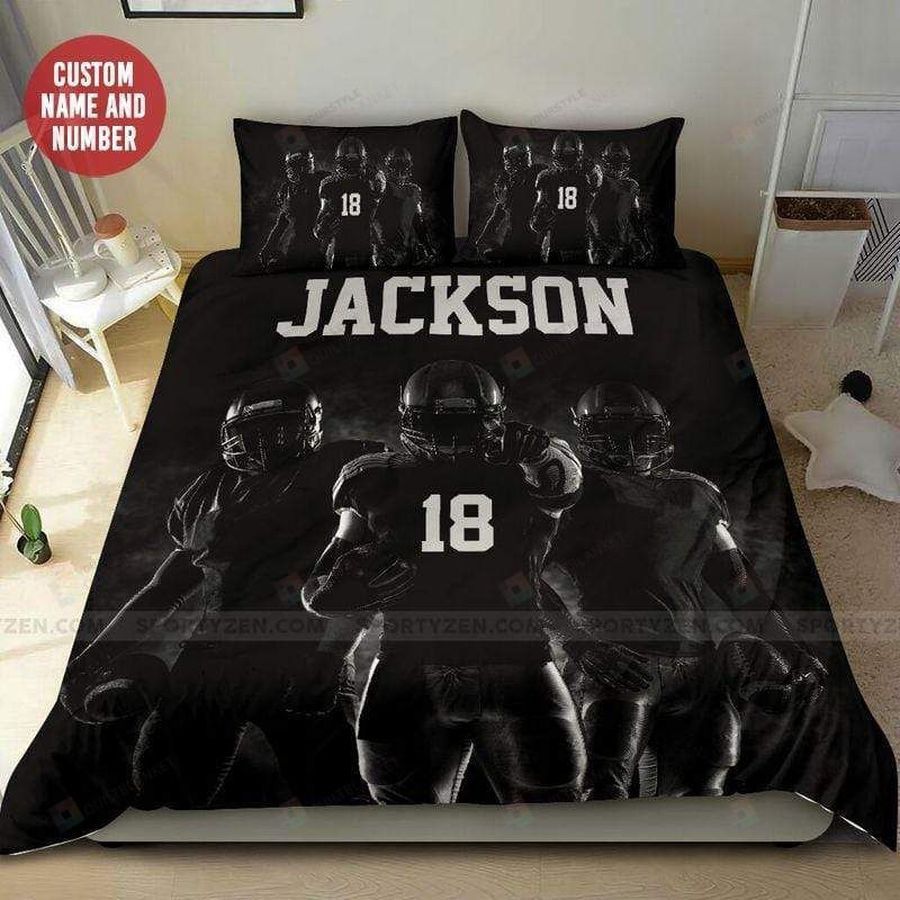 Strong Man American Football Player Custom Duvet Cover Bedding Set With Your Name