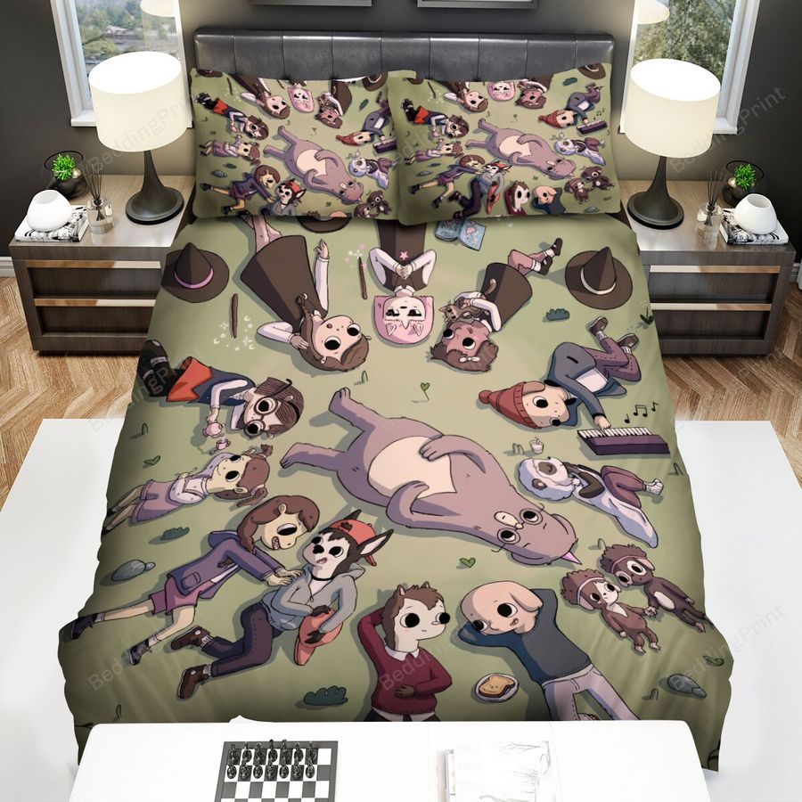 Summer Camp Island Characters Lying On Grass Bed Sheets Spread Duvet Cover Bedding Sets