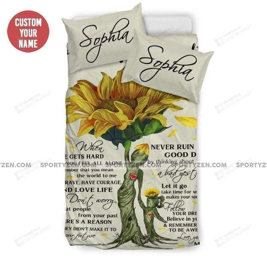 Sunflower Gift For Your Daughter Personalized Custom Name Duvet Cover Bedding Set