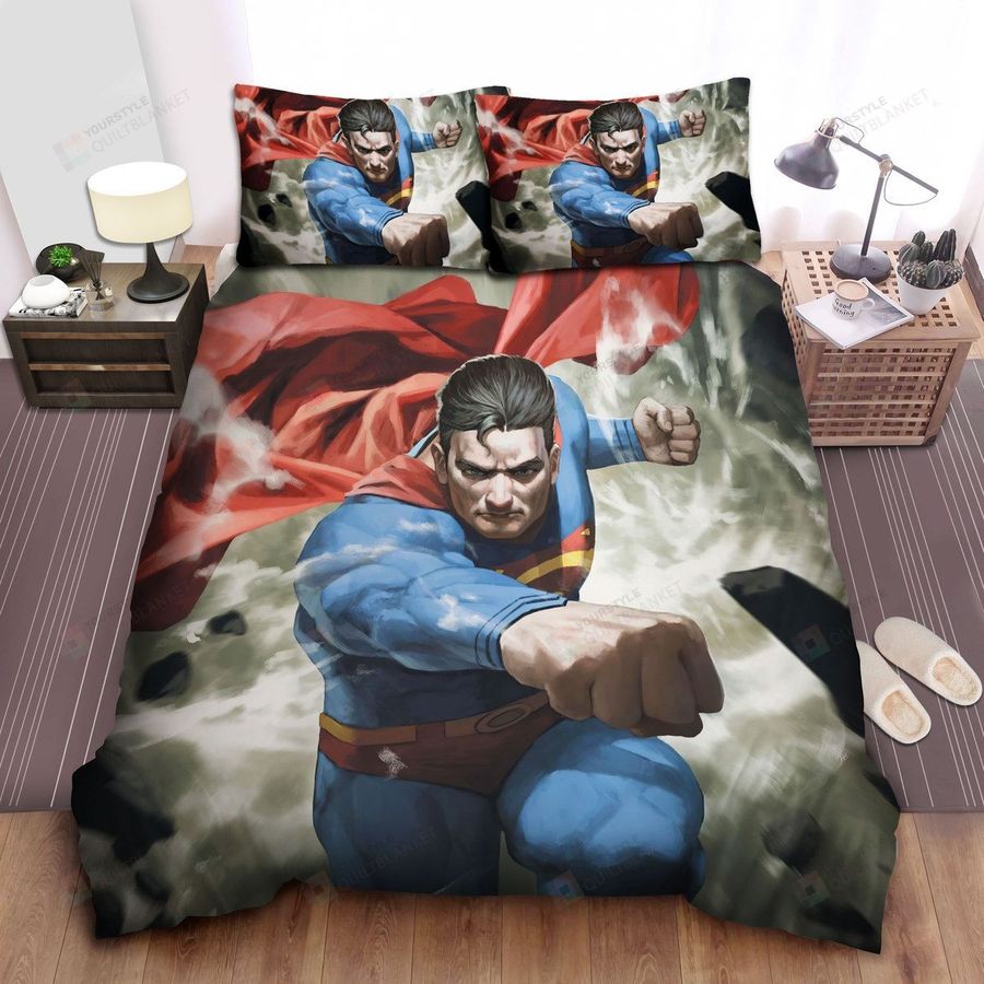 Superman, Dc Comics Character, Breaking The Wall Bed Sheets Spread Comforter Duvet Cover Bedding Sets